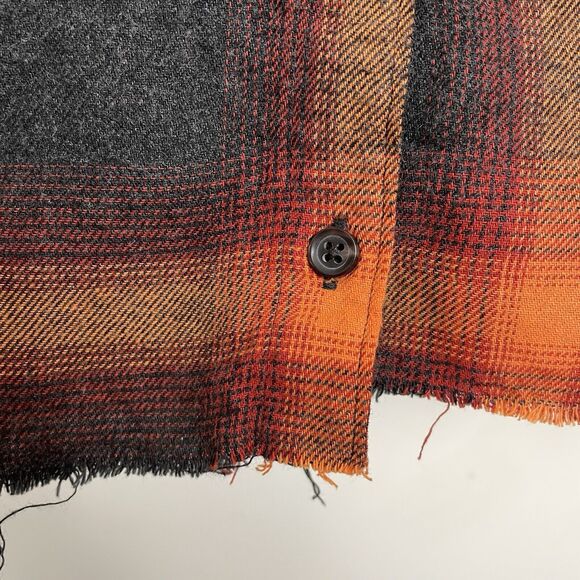 Old Navy Taylor Swift Evermore Boyfriend Shirt XS *Cropped* Orange Black Plaid O - Picture 7 of 11